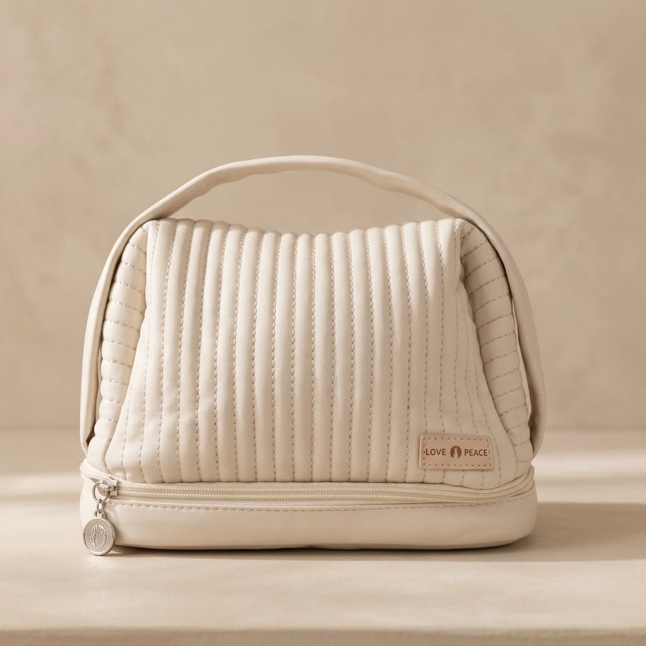 BOLSO ORGANIZADOR PARA MAQUILLAJE Y BROCHAS NUDE