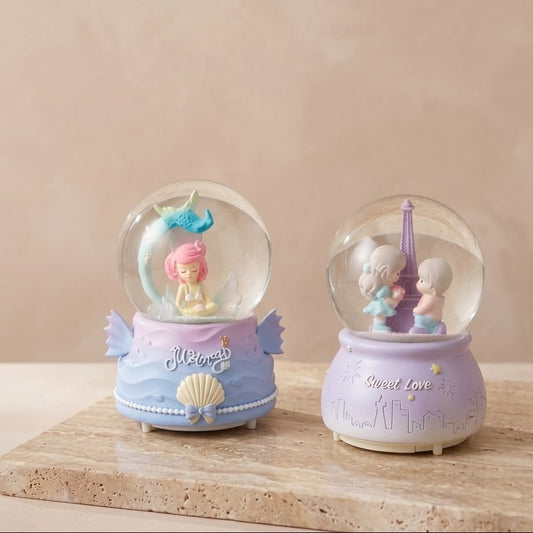 BOLA DE CRISTAL PEQUEÑA CON MUSICA, ESTRELLA Y LUCES DE PRINCESA