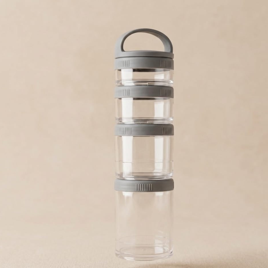 CONTENEDOR DE SNACK 4 COMPARTIMIENTOS PLEGABLE GRIS