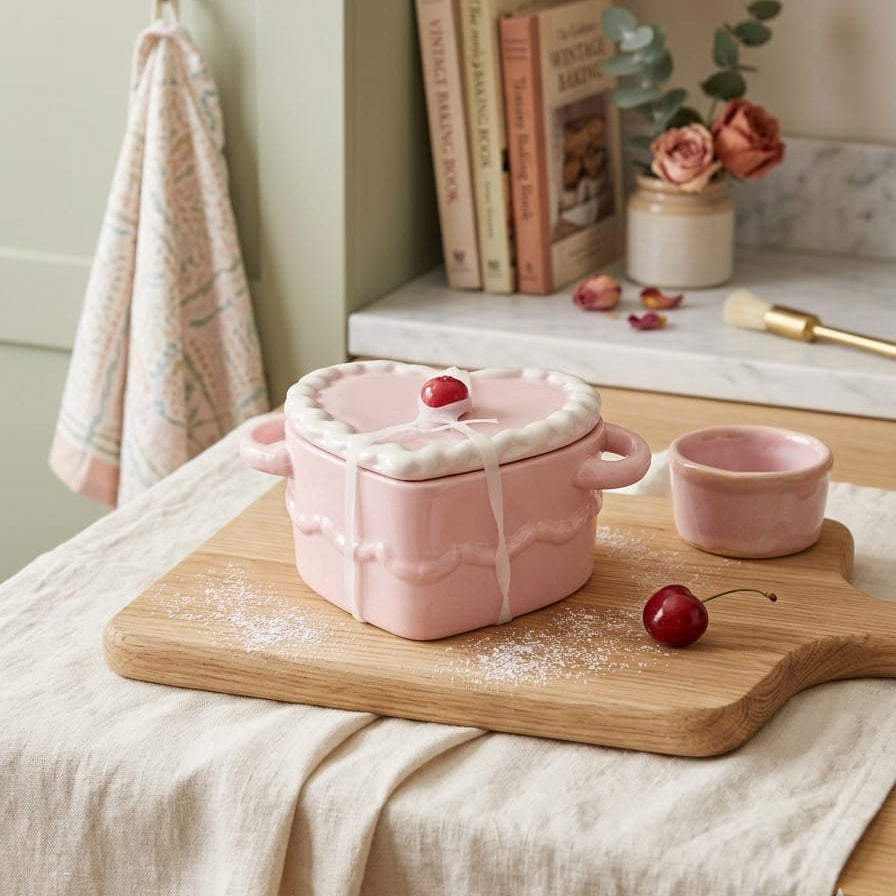 ORGANIZADOR DE CORAZON ROSADO ESTILO TORTA