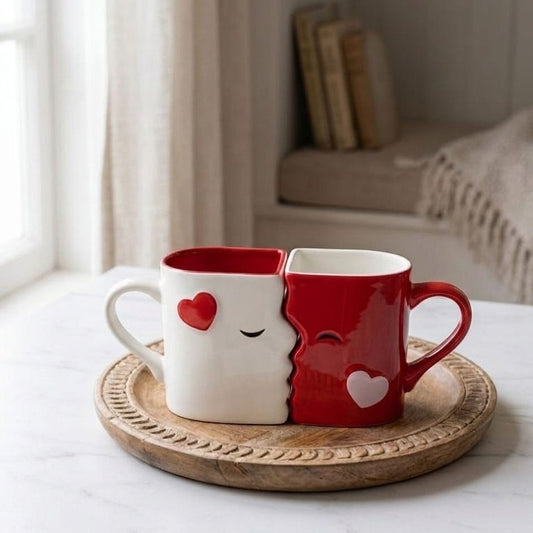 SET DE 2 TAZAS QUE SE UNEN Y BESAN
