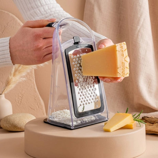 KIT DE RALLADOR DE QUESO CON RECIPIENTE INCLUYE 5 ACCESORIOS