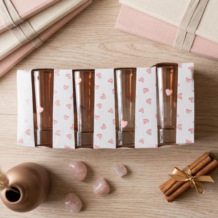 SET DE 4 VASOS SHOT CON CORAZONES