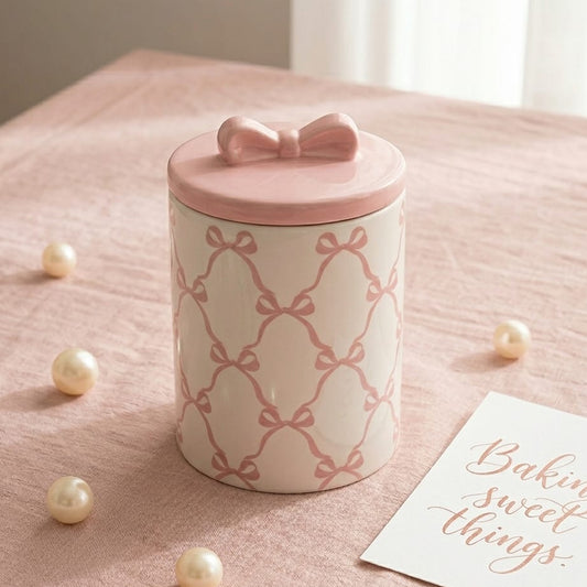 ENVASE CON TAPA DE LAZO ROSADO PEQUEÑO