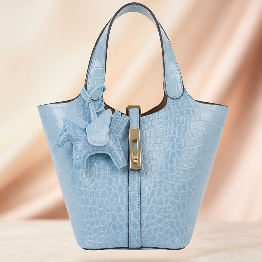 CARTERA HERMÈS AZUL SEMICUERO