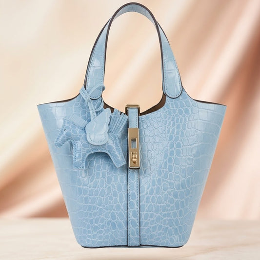 CARTERA HERMÈS AZUL SEMICUERO