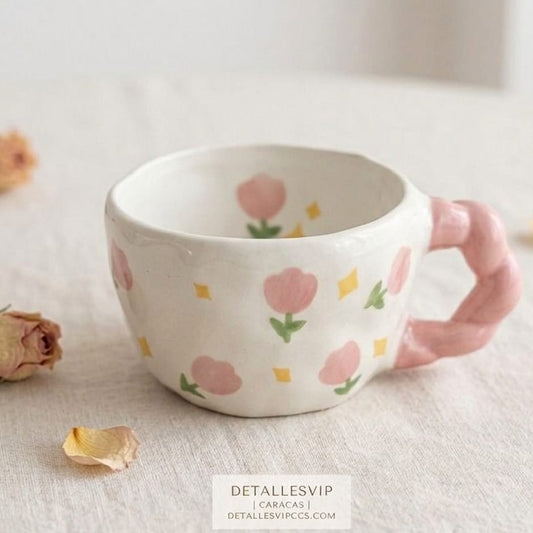 TAZA DE TULIPAN ROSADITOS