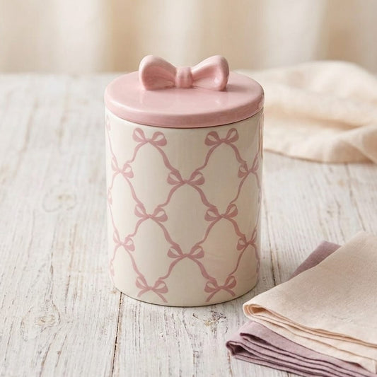ENVASE CON TAPA DE LAZO ROSADO MEDIANO